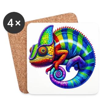 Caméléon - Dessous de verre (lot de 4) - blanc - Devant