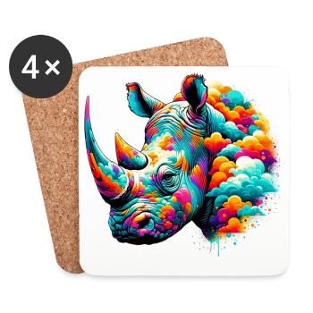 Nashorn - Untersetzer (4er-Set) - Weiß - Vorne
