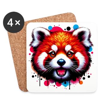 Kleiner Panda - Untersetzer (4er-Set) - Weiß - Vorne