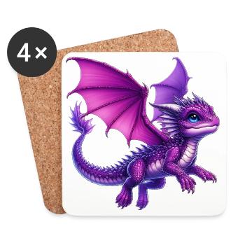 Dragon - Dessous de verre (lot de 4) - blanc - Devant