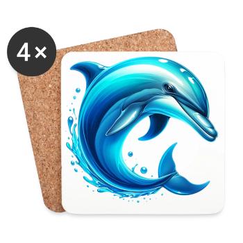 Delfin - Untersetzer (4er-Set) - Weiß - Vorne