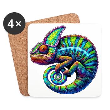 Caméléon - Dessous de verre (lot de 4) - blanc - Devant