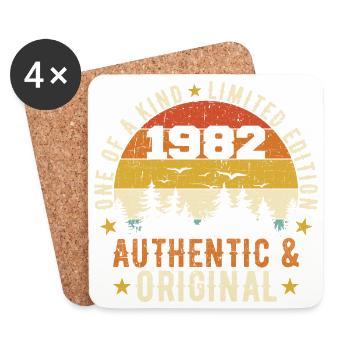 Original 1982 Geburtstagsgeschenk 1982 authentisch - Untersetzer (4er-Set) - Weiß - Vorne