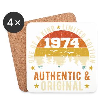 Original 1974 authentisches 1974 Geburtstagsgeschenk - Untersetzer (4er-Set) - Weiß - Vorne