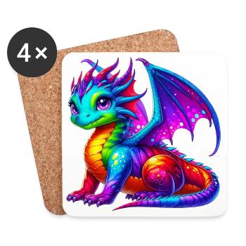 Dragon - Dessous de verre (lot de 4) - blanc - Devant