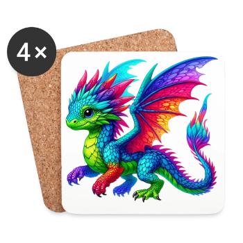 Dragon - Dessous de verre (lot de 4) - blanc - Devant