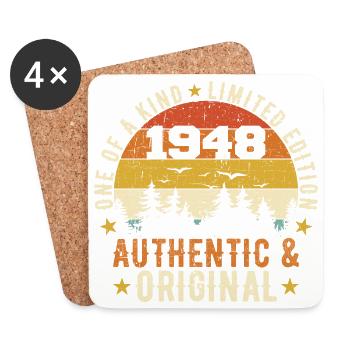 Original 1948 Cadeau D'anniversaire 1948 Authentic - Dessous de verre (lot de 4) - blanc - Devant