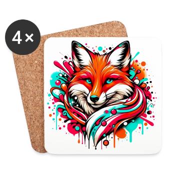 Renard - Dessous de verre (lot de 4) - blanc - Devant