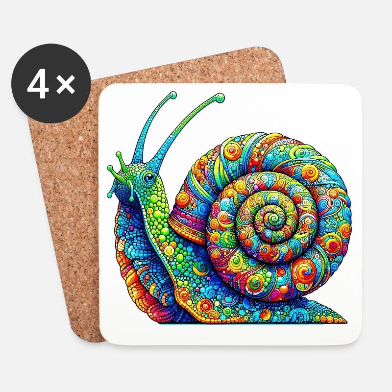 Schnecke - Untersetzer (4er-Set) - Weiß