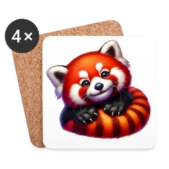 Kleiner Panda - Untersetzer (4er-Set) - Weiß - Vorne