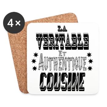 La Véritable et Authentique Cousine - Dessous de verre (lot de 4) - blanc - Devant
