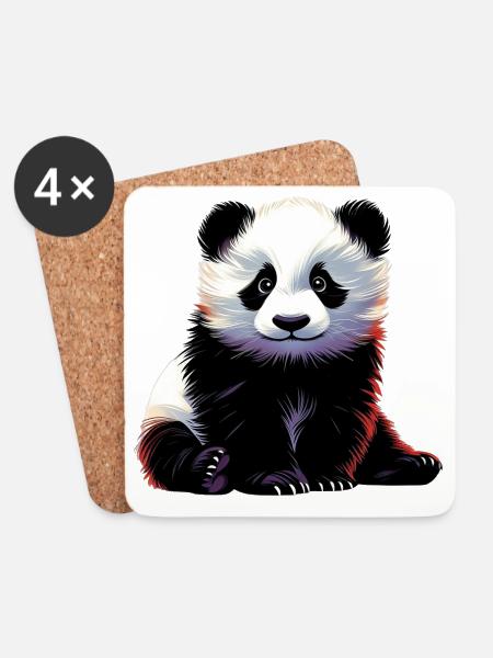 Panda - Untersetzer (4er-Set) - Weiß