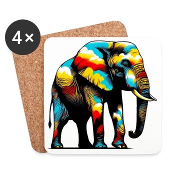Éléphant - Dessous de verre (lot de 4) - blanc - Devant