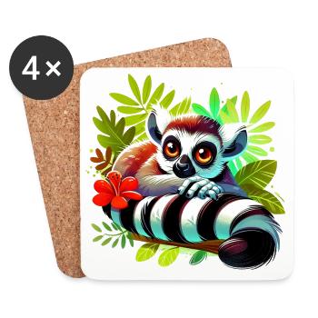 Lemur - Untersetzer (4er-Set) - Weiß - Vorne