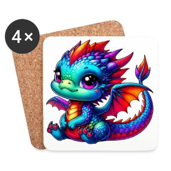 Drache - Untersetzer (4er-Set) - Weiß - Vorne