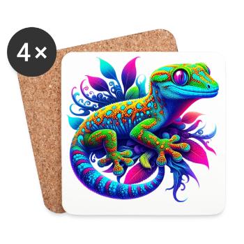 Gecko - Untersetzer (4er-Set) - Weiß - Vorne