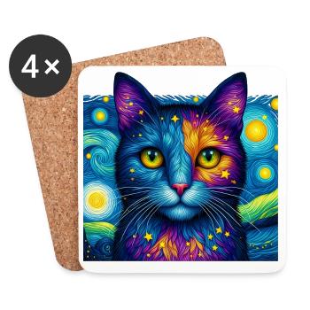 Cat - Coasters (set of 4) - white - Front