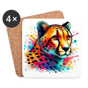 Guépard - Dessous de verre (lot de 4) - blanc - Devant