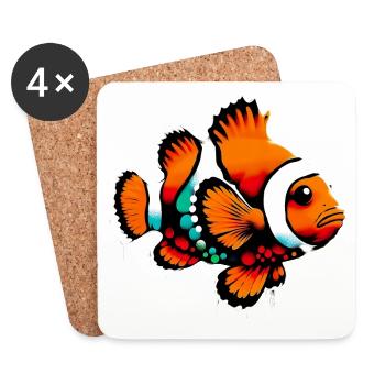 Clownfische - Untersetzer (4er-Set) - Weiß - Vorne