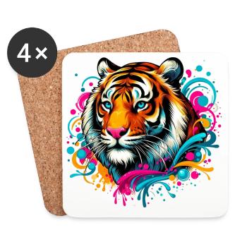 Tiger - Untersetzer (4er-Set) - Weiß - Vorne