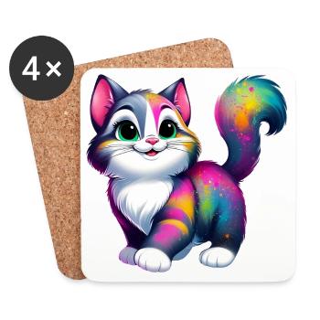 Cat - Coasters (set of 4) - white - Front