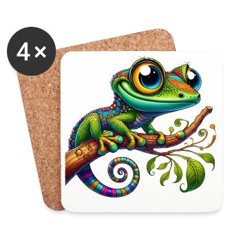 Gecko - Untersetzer (4er-Set) - Weiß - Vorne