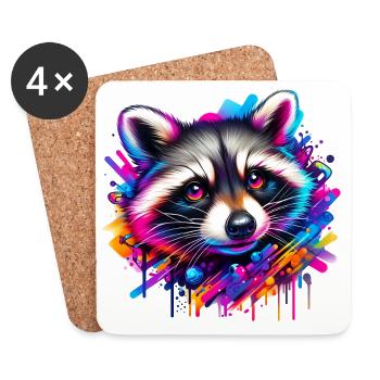 Waschbär - Untersetzer (4er-Set) - Weiß - Vorne