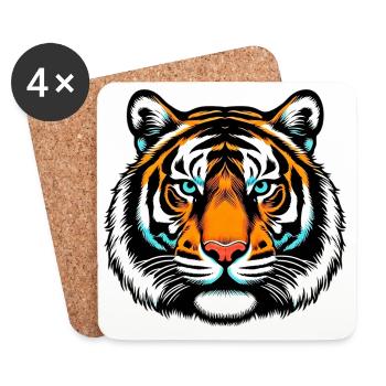Tiger - Untersetzer (4er-Set) - Weiß - Vorne