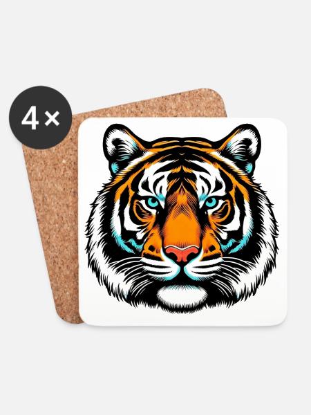 Tiger - Untersetzer (4er-Set) - Weiß