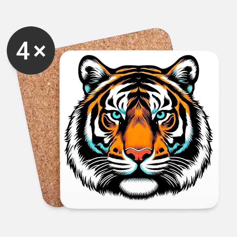 Tiger - Untersetzer (4er-Set) - Weiß