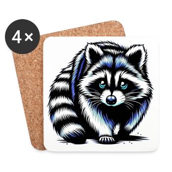 Raccoon - Coasters (set of 4) - white - Front