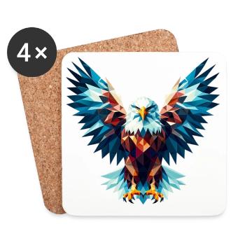 Aigle polygonal - Dessous de verre (lot de 4) - blanc - Devant