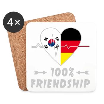 South Korea and Germany 100% friendship - Coasters (set of 4) - white - Front