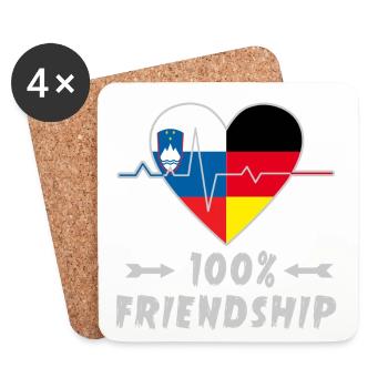 Slovenia and Germany 100% friendship - Coasters (set of 4) - white - Front
