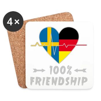 100 % amitié entre la Suède et l'Allemagne - Dessous de verre (lot de 4) - blanc - Devant