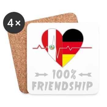 Peru und Deutschland 100% Freundschaft - Untersetzer (4er-Set) - Weiß - Vorne