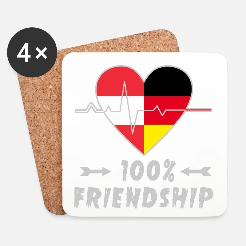 Österreich und Deutschland 100% Freundschaft - Untersetzer (4er-Set) - Weiß