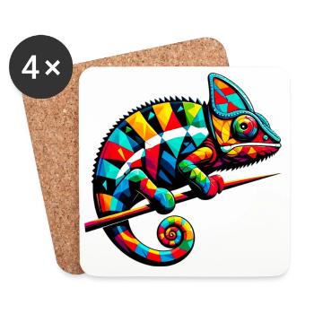 Harlekin Chamäleon - Untersetzer (4er-Set) - Weiß - Vorne