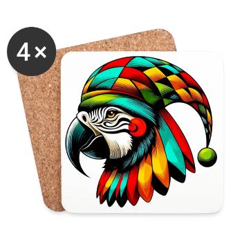 Harlequin Parrot - Coasters (set of 4) - white - Front