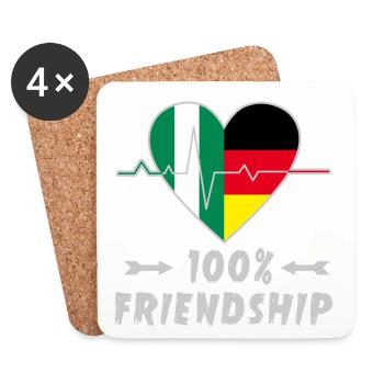 Nigeria and Germany 100% friendship - Coasters (set of 4) - white - Front