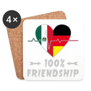 100 % amitié entre le Mexique et l'Allemagne - Dessous de verre (lot de 4) - blanc - Devant