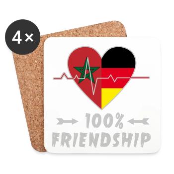 100% amitié entre le Maroc et l'Allemagne - Dessous de verre (lot de 4) - blanc - Devant