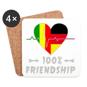 100 % amitié entre le Mali et l'Allemagne - Dessous de verre (lot de 4) - blanc - Devant