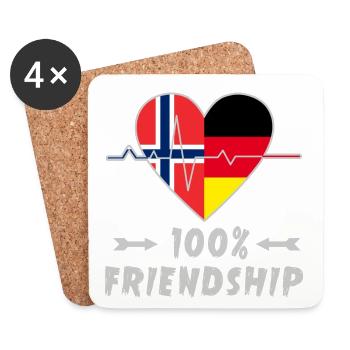 Norwegen und Deutschland 100% Freundschaft - Untersetzer (4er-Set) - Weiß - Vorne