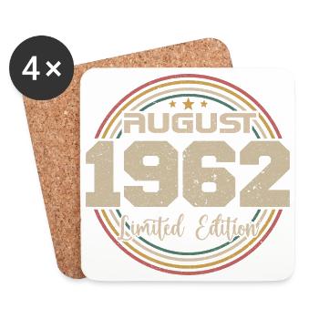 Millésime Né(e) Août 1962 Cadeau Anniversaire 1962 - Dessous de verre (lot de 4) - blanc - Devant
