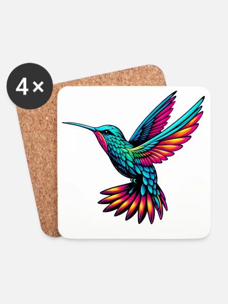 Kolibri - Untersetzer (4er-Set) - Weiß