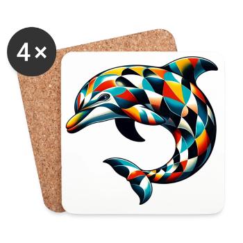 Harlequin Dolphin - Coasters (set of 4) - white - Front