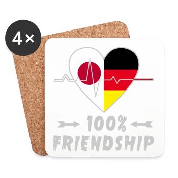 100 % amitié entre le Japon et l'Allemagne - Dessous de verre (lot de 4) - blanc - Devant