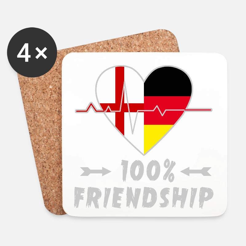 England und Deutschland 100% Freundschaft - Untersetzer (4er-Set) - Weiß