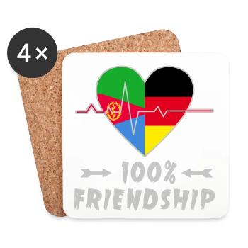Eritrea und Deutschland 100% Freundschaft - Untersetzer (4er-Set) - Weiß - Vorne
